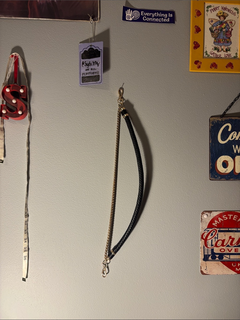 strap & chain handle for purses / faux leather & gold bag strap